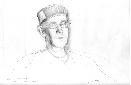 Pencil sketch portrait of Doug vanderHoof by famous American portraitist Bo Bartlett